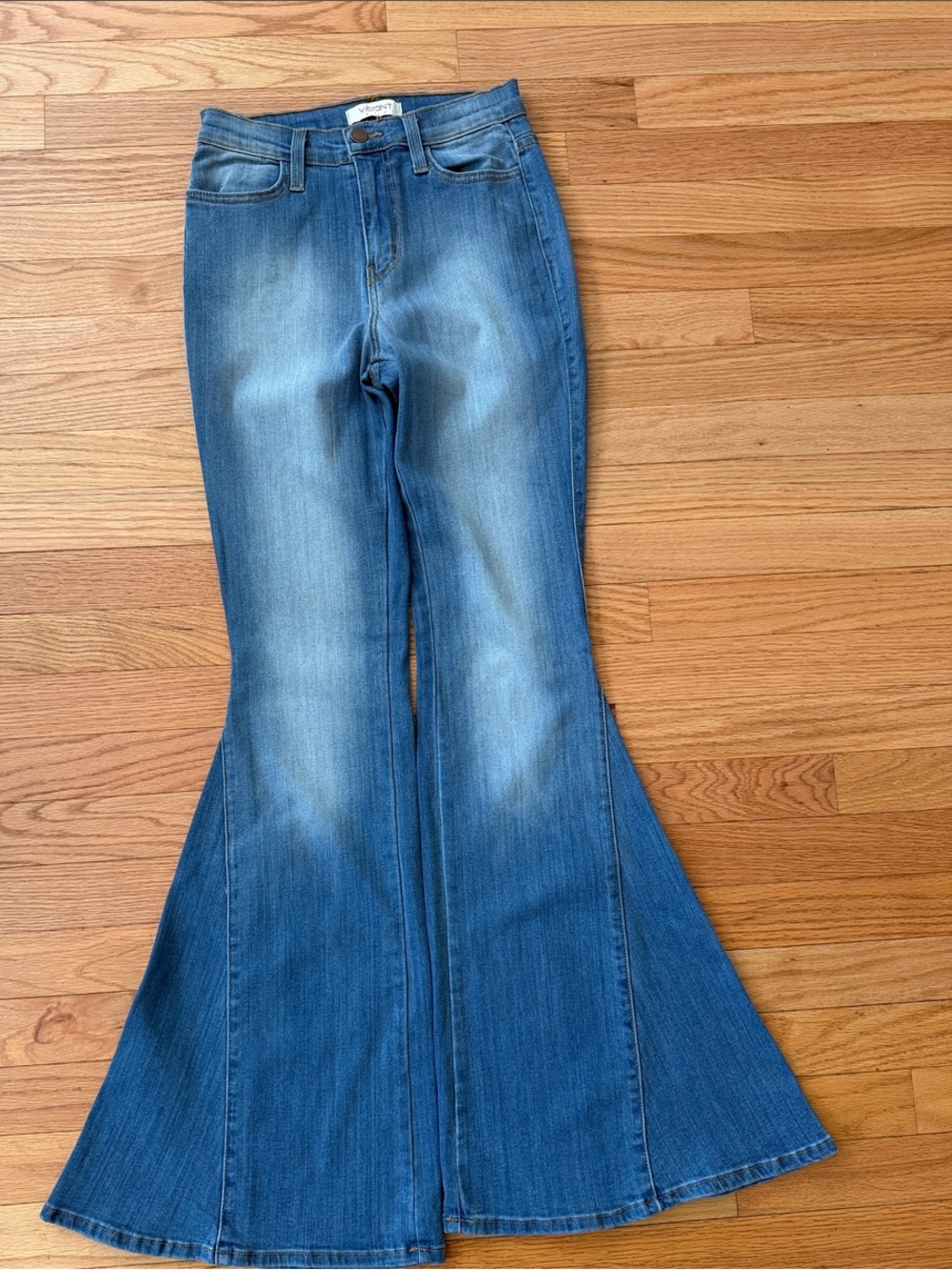 Vibrant Faded Blue High-Rise Flare Jeans